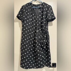 Elegant Black Polka Dot Midi Dress